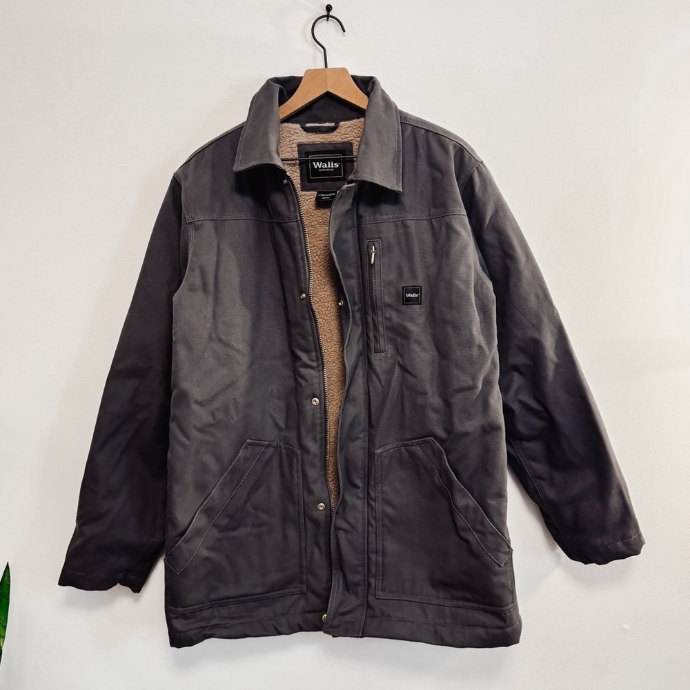 Walls Workwear Gray Fleece Lined Heavy Weight Work Jacket Mens Size Medium